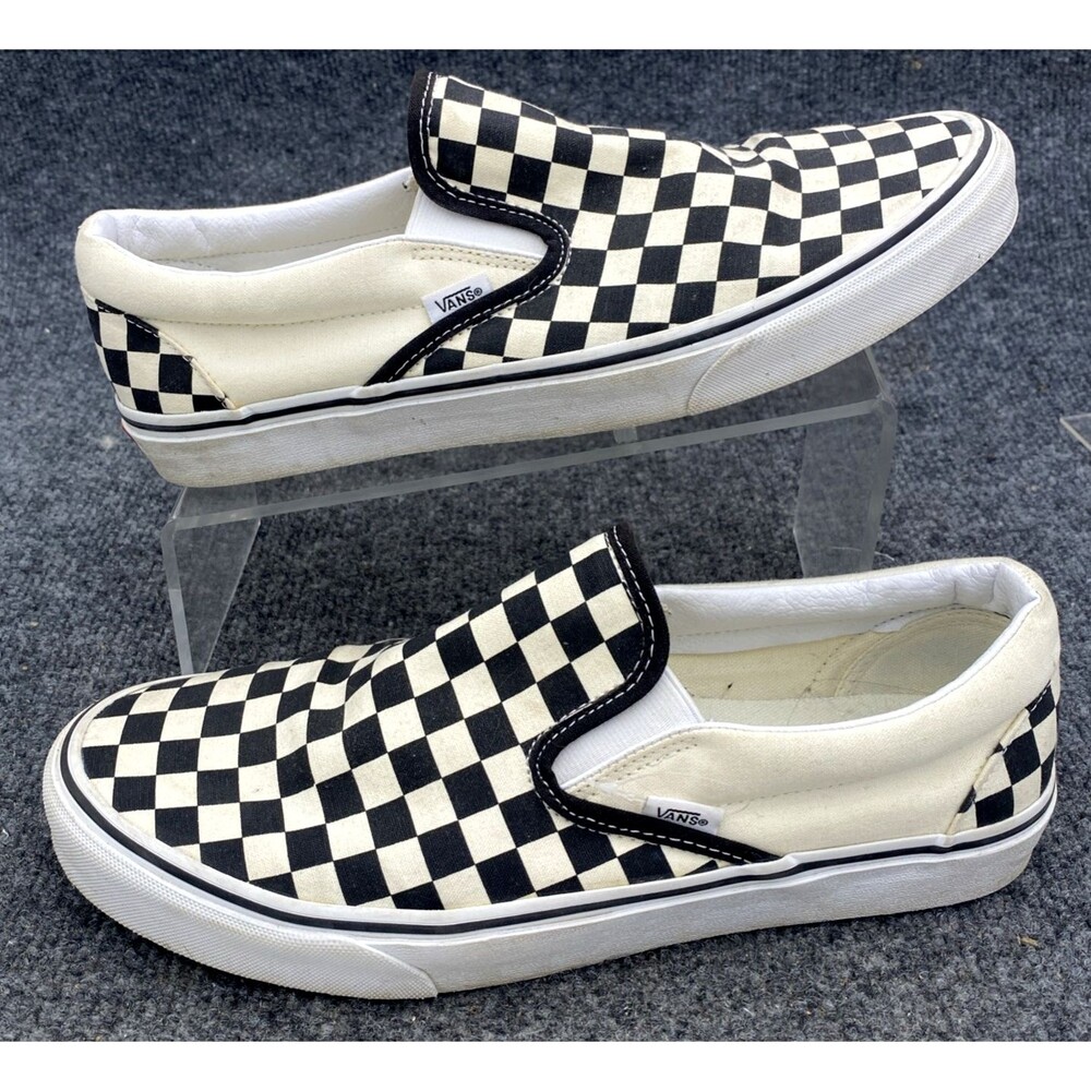 Vans Classic Slip-On Checkerboard Black White Canvas Shoes Mens 11 Womens 12.5